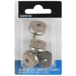 HANDSON meubelglijder viltglijder met schroef Ø20 mm nikkel 4 stuks