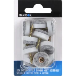 HANDSON meubelglijder viltglijder met schroef Ø20 mm grijs 12 stuks