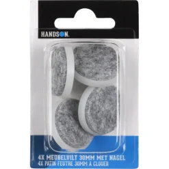 HANDSON meubelglijder viltglijder met nagel grijs Ø30 mm 4 stuks