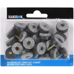HANDSON meubelglijder viltglijder met schroef Ø20 mm bruin 24 stuks