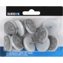 HANDSON meubelglijder viltglijder met nagel grijs Ø30 mm 12 stuks