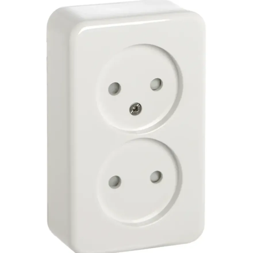 Handson Opbouw dubbel wandcontactdoos wit