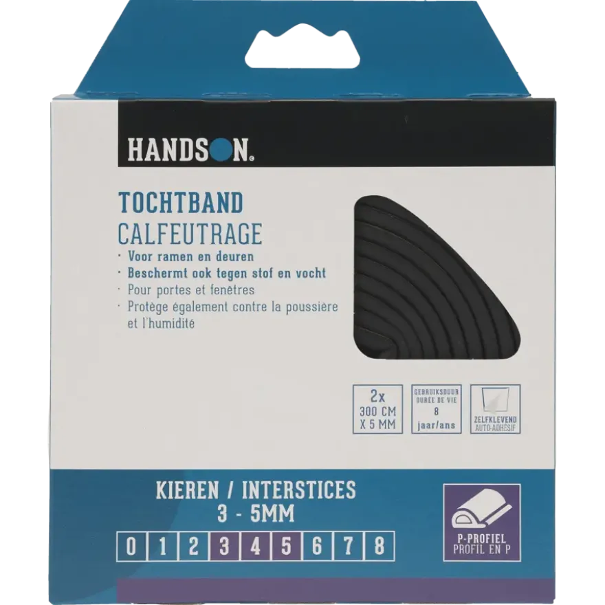 Handson tochtband P-profiel EPDM rubber antraciet 3 meter 2 stuks