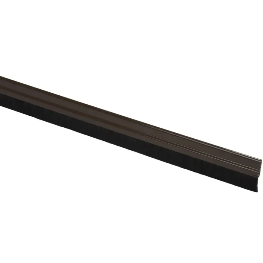Handson tochtstrip aluminium 93 cm met borstel bruin