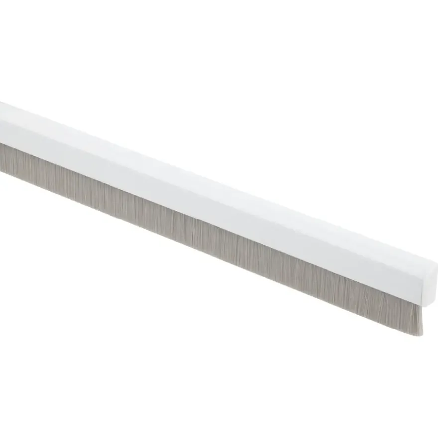 Handson tochtstrip wit aluminium 93 cm met grijze borstel