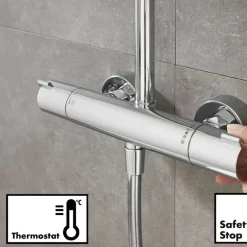 Hansgrohe regendoucheset Crometta S met handdouche en thermostaatkraan 2 standen chroom - hartafstand kraan 15 cm