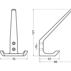 Hermeta garderobe hoed- en jashaak dubbel zwart