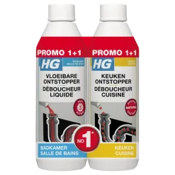 HG Vloeibare ontstopper 500 ml + Gratis HG Keukenontstopper 500 ml
