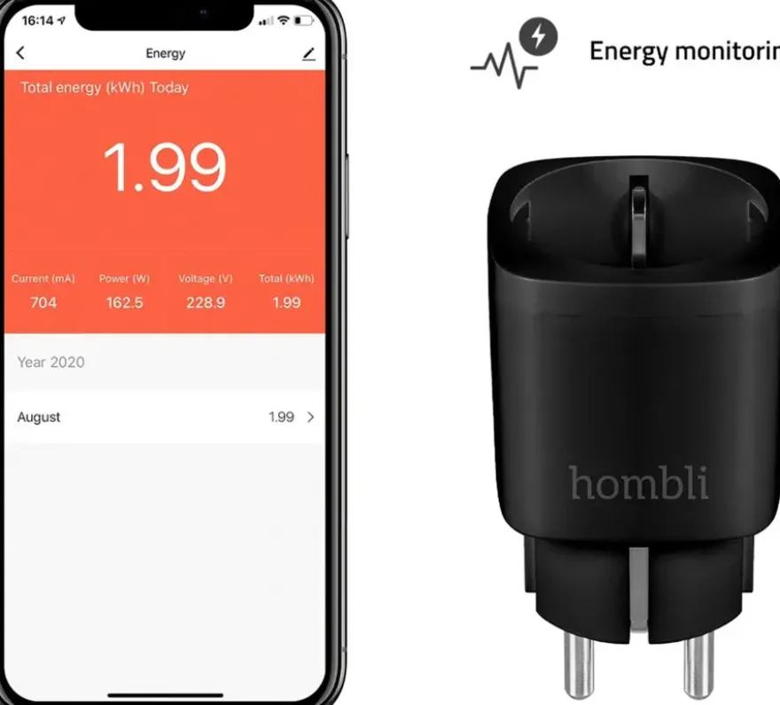 Hombli Slim Stopcontact Zwart