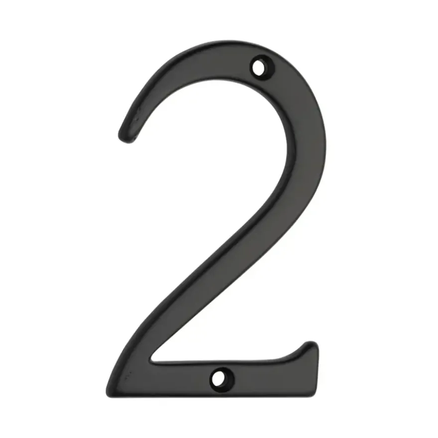 Huiscijfer 2 aluminium zwart
