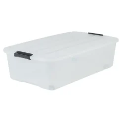 Iris Bedrollerbox click 40 liter transparant met grijze clips inclusief deksel