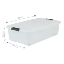 Iris Bedrollerbox click 40 liter transparant met grijze clips inclusief deksel