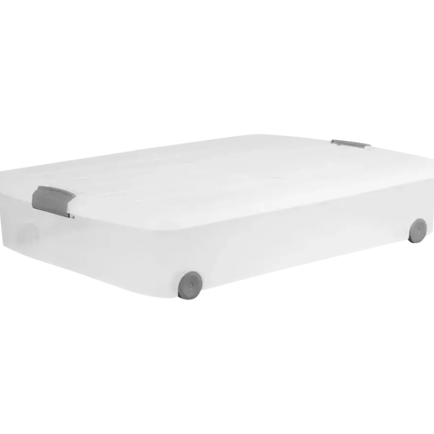 Iris Bedrollerbox click 50 liter transparant met grijze clips inclusief deksel
