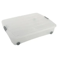Iris Bedrollerbox click 50 liter transparant met grijze clips inclusief deksel