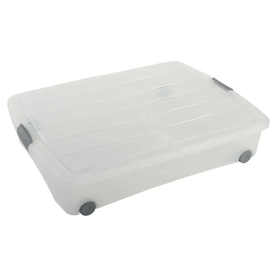 Iris Bedrollerbox click 50 liter transparant met grijze clips inclusief deksel