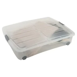 Iris Bedrollerbox click 50 liter transparant met grijze clips inclusief deksel