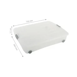 Iris Bedrollerbox click 50 liter transparant met grijze clips inclusief deksel