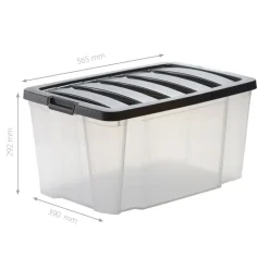 IRIS Handybox Opbergbox - 45L - Kunststof - Transparant/zwart - Set van 3