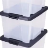IRIS Handybox Opbergbox - 30L - Kunststof - Transparant/Zwart - Set van 3