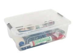 Iris opbergbox Click 30 liter transparant met grijze clips inclusief deksel
