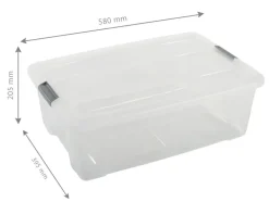 Iris opbergbox Click 30 liter transparant met grijze clips inclusief deksel