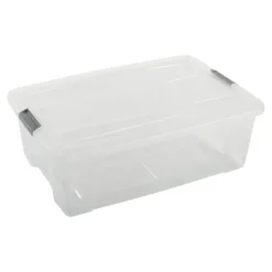 Iris opbergbox Click New Top box 30 liter transparant met grijze clips en deksel