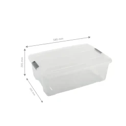 Iris opbergbox Click New Top box 30 liter transparant met grijze clips en deksel