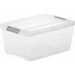 Iris opbergbox Click New Top box 15 liter transparant met grijze clips en deksel