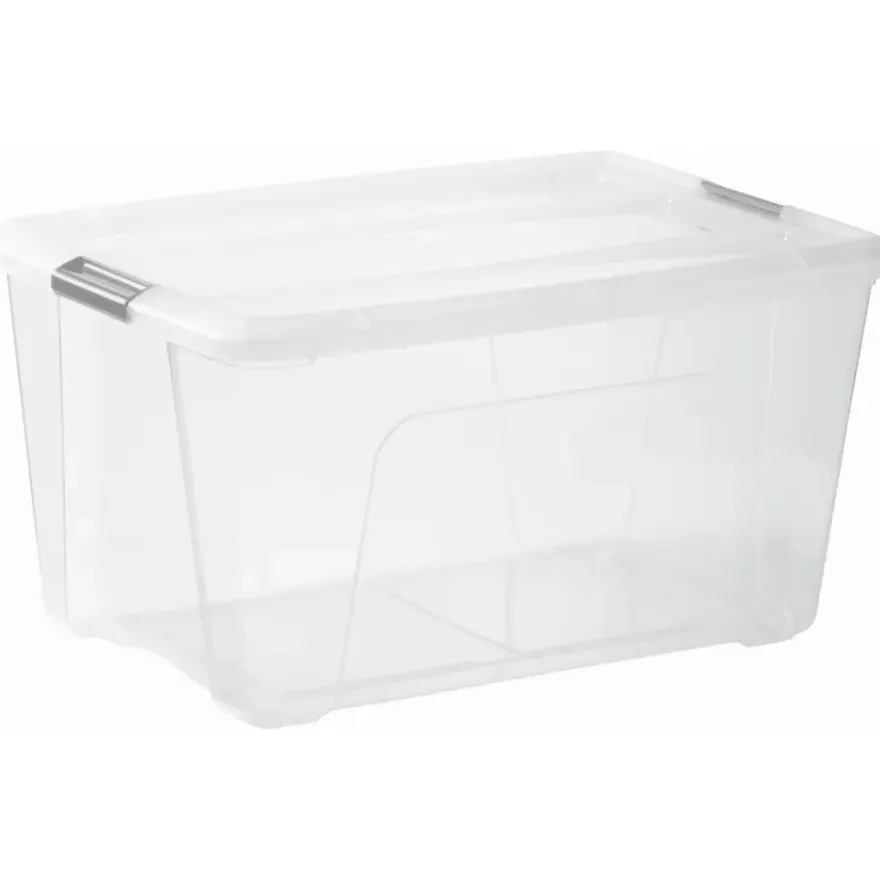 Iris opbergbox Click Topbox 45 liter transparant met grijze clips en deksel