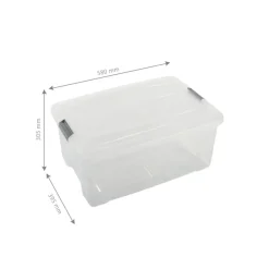 Iris opbergbox Click Topbox 45 liter transparant met grijze clips en deksel
