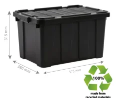 Iris Powerbox Robuust Opbergbox - 45L - 100% Recycled Kunststof - Zwart - Set van 3