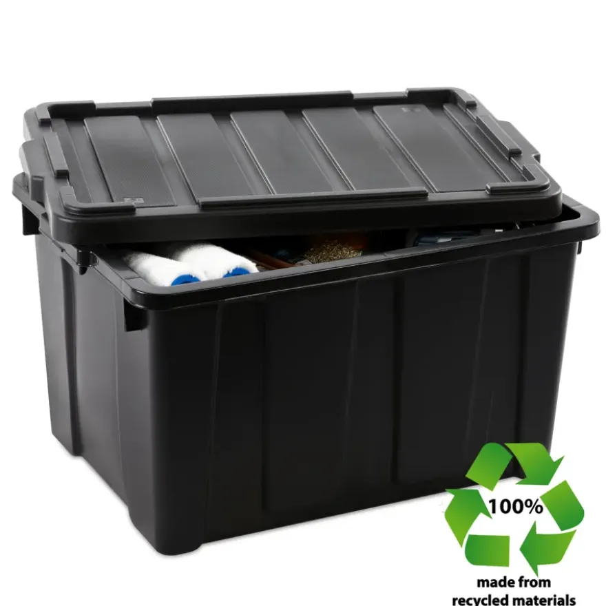 Iris Powerbox Robuust Opbergbox - 68L - 100% Recycled Kunststof - Zwart - Set van 3