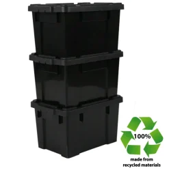 Iris Powerbox Robuust Opbergbox - 21L - Kunststof - Zwart - Set van 3