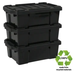 Iris Powerbox Robuust Opbergbox - 25L - 100% Recycled Kunststof - Zwart - Set van 3