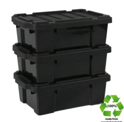 Iris Powerbox Robuust Opbergbox - 12,5L - 100% Recycled Kunststof - Zwart - Set van 3