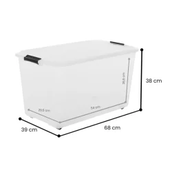 Iris Rollerbox opbergbox transparant kunststof met wieltjes 70 L