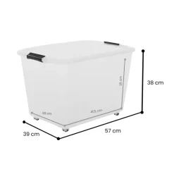 Iris Rollerbox opbergbox transparant kunststof met wieltjes 60 L