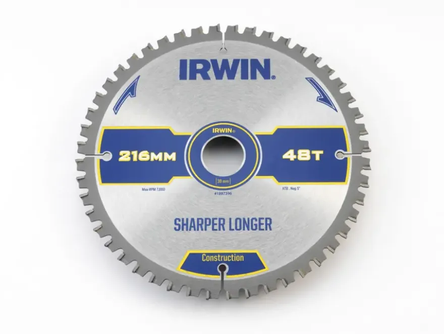Irwin afkortzaagblad 48T voor hout / laminaat / MDF- 216 x 30 mm