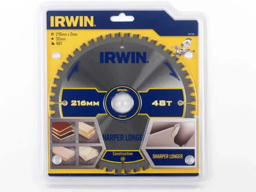 Irwin afkortzaagblad 48T voor hout / laminaat / MDF- 216 x 30 mm