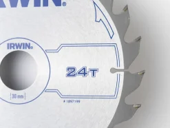 Irwin cirkelzaagblad Ø190 mm. Inclusief reduceerringen waardoor geschikt voor asgat 16, 20 en 30 mm, vertanding 24T