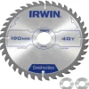 Irwin cirkelzaagblad Ø190 mm. Inclusief reduceerringen waardoor geschikt voor asgat 16, 20 en 30 mm, vertanding 40T