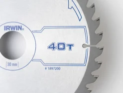 Irwin cirkelzaagblad Ø190 mm. Inclusief reduceerringen waardoor geschikt voor asgat 16, 20 en 30 mm, vertanding 40T