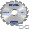 Irwin cirkelzaagblad Ø165 mm. Inclusief reduceerringen waardoor geschikt voor asgat 16, 20 en 30 mm, vertanding 18T