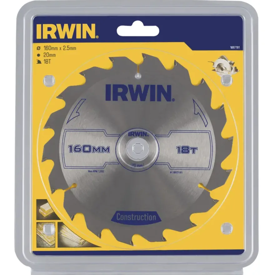 Irwin cirkelzaagblad Ø160 mm met asgat 20mm, vertanding 18T