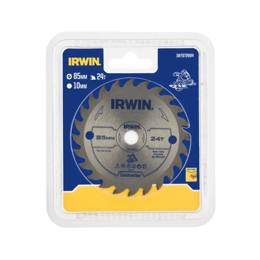Irwin cirkelzaagblad Ø85 mm met asgat 10mm, vertanding 24T