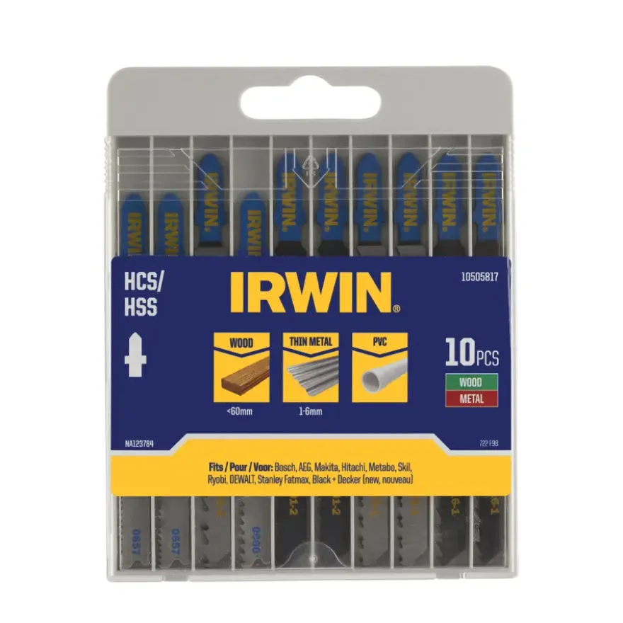 Irwin decoupeerzaagbladenset T-aansluiting voor hout en metaal - 10-delig