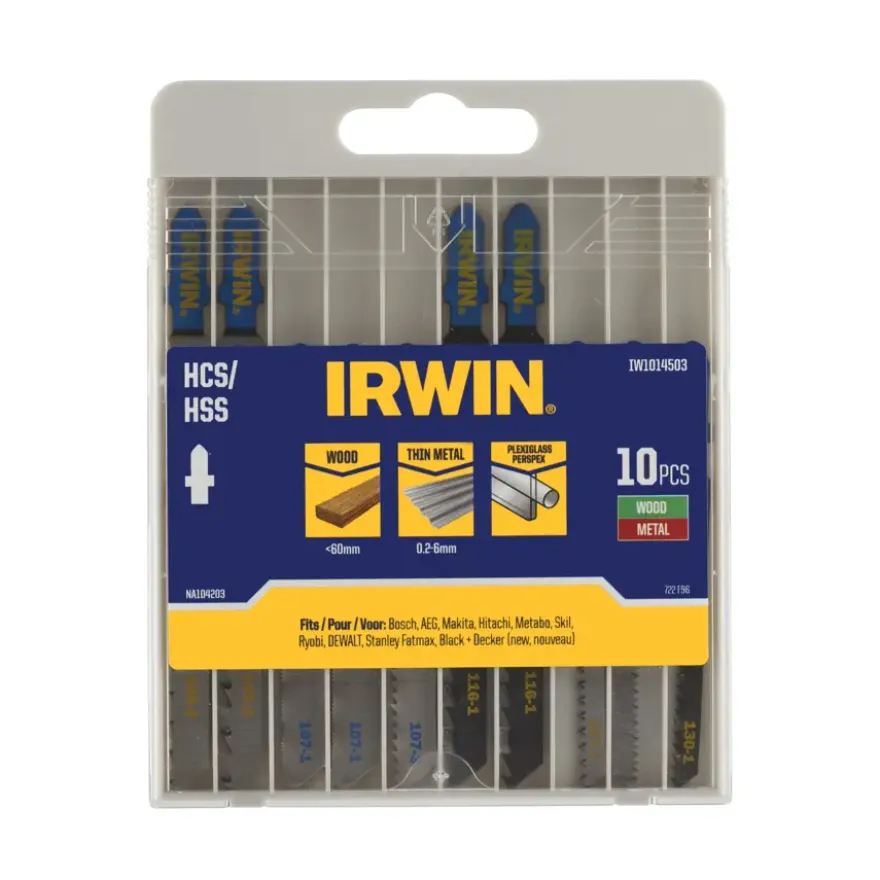 Irwin decoupeerzaagbladenset T-aansluiting voor hout / metaal - 10-delig