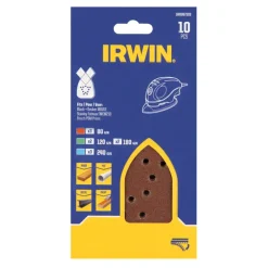 Irwin 10-delige set schuurpapier t.b.v. Bosch Primo en Black+Decker Mouse K80/120/180/240