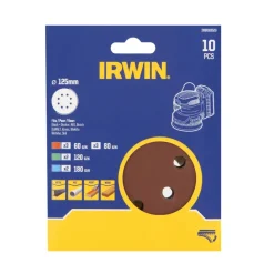 Irwin 10-delige set schuurpapier (125mm) t.b.v. excentrische schuurmachine K60/80/120/180