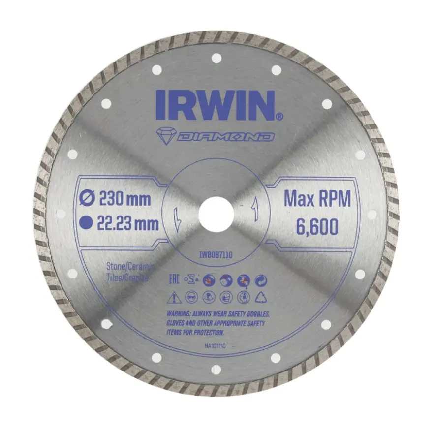 Irwin diamantschijf voor haakse slijper Ø230 mm. Voor kermamiek.